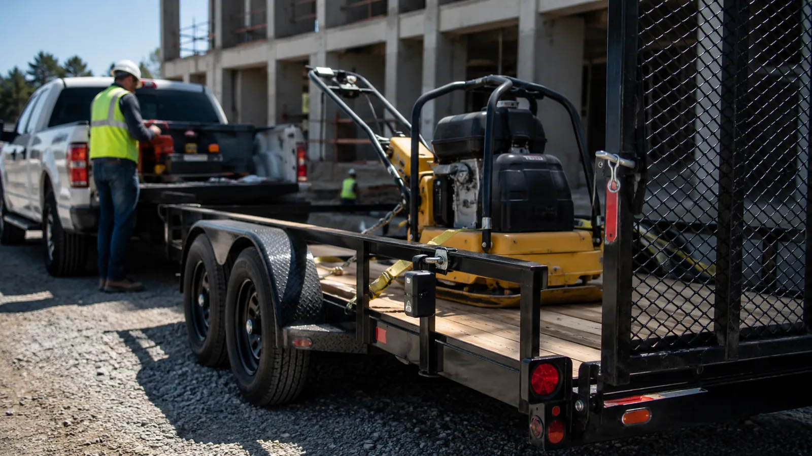 Trailer and equipment at a job site