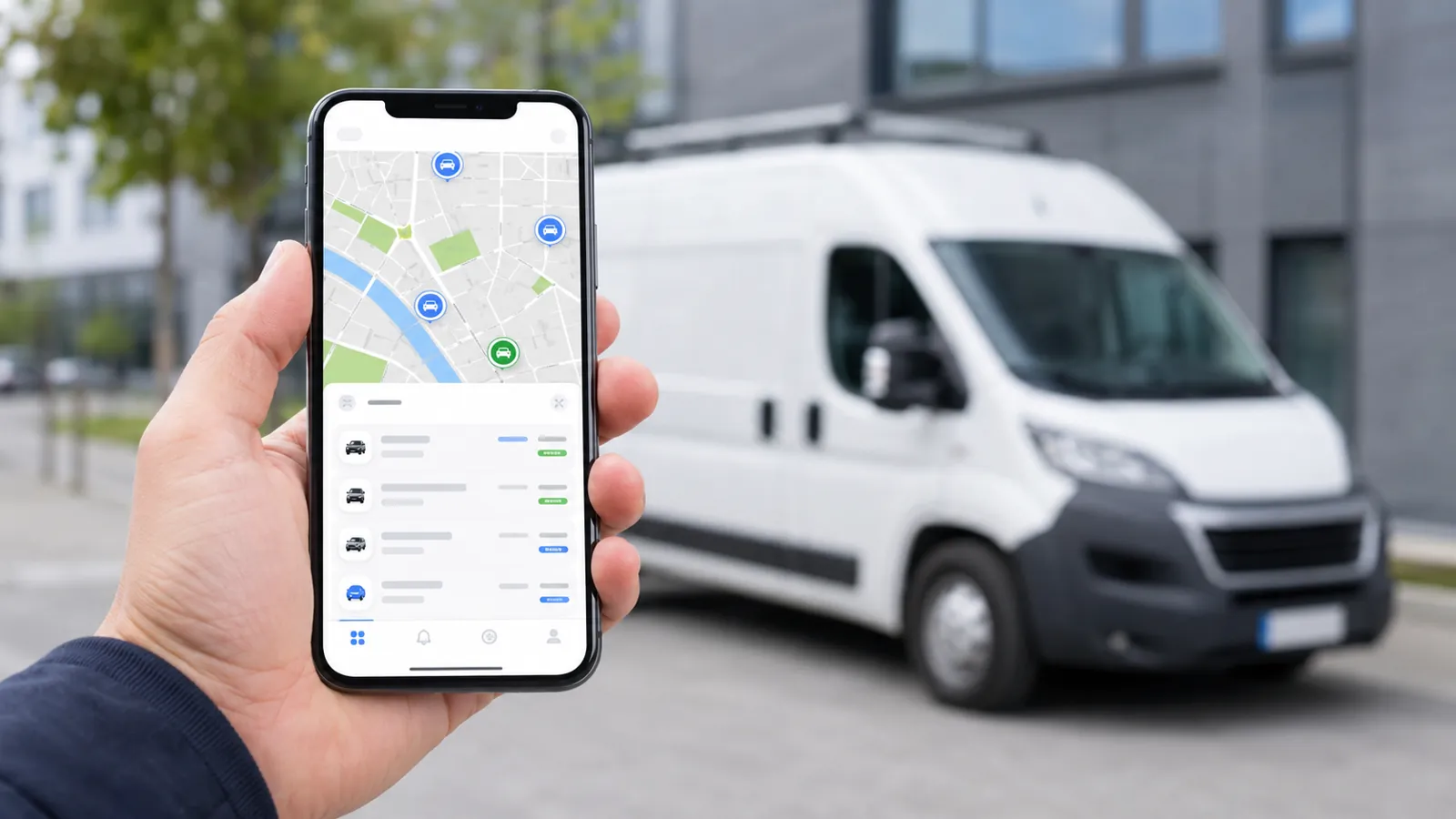 Fleet tracking app on a phone